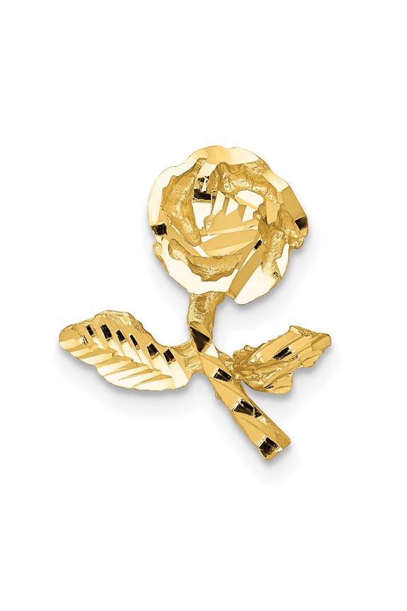 14k Satin & Diamond-Cut Rose Chain Slide
