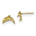 thumbnail image 1 of 14k Satin Diamond-cut Dolphin Post Earrings 14k Yellow Gold Earrings, 1 of 1