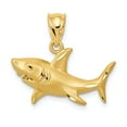 thumbnail image 1 of 14k Satin & Diamond-cut Shark Pendant in 14k Yellow Gold, 1 of 3