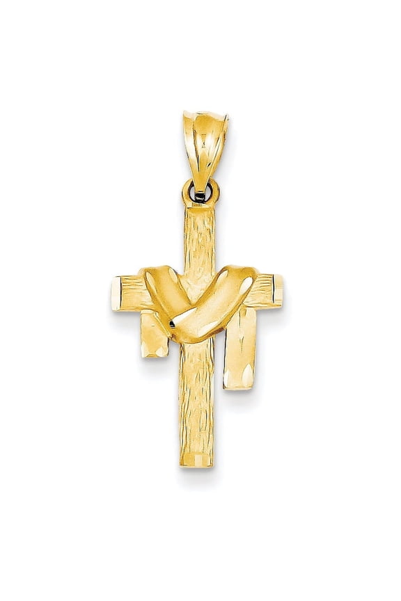 14k Satin Draped Cross Pendant