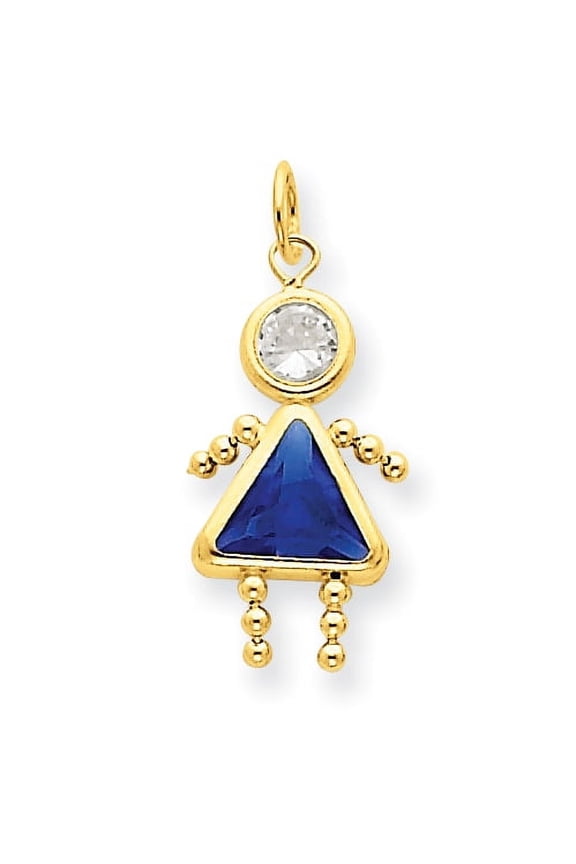 14k September Girl Synthetic Birthstone Charm XCK172