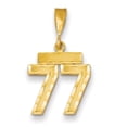 thumbnail image 1 of 14k Yellow Gold Small Brushed Diamond-cut Number 77 Charm Pendant, 1 of 1