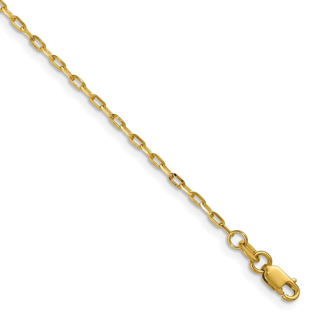 14k Solid Yellow Gold 1.75mm Sparkle Cut Open Long Link Cable Chain ...
