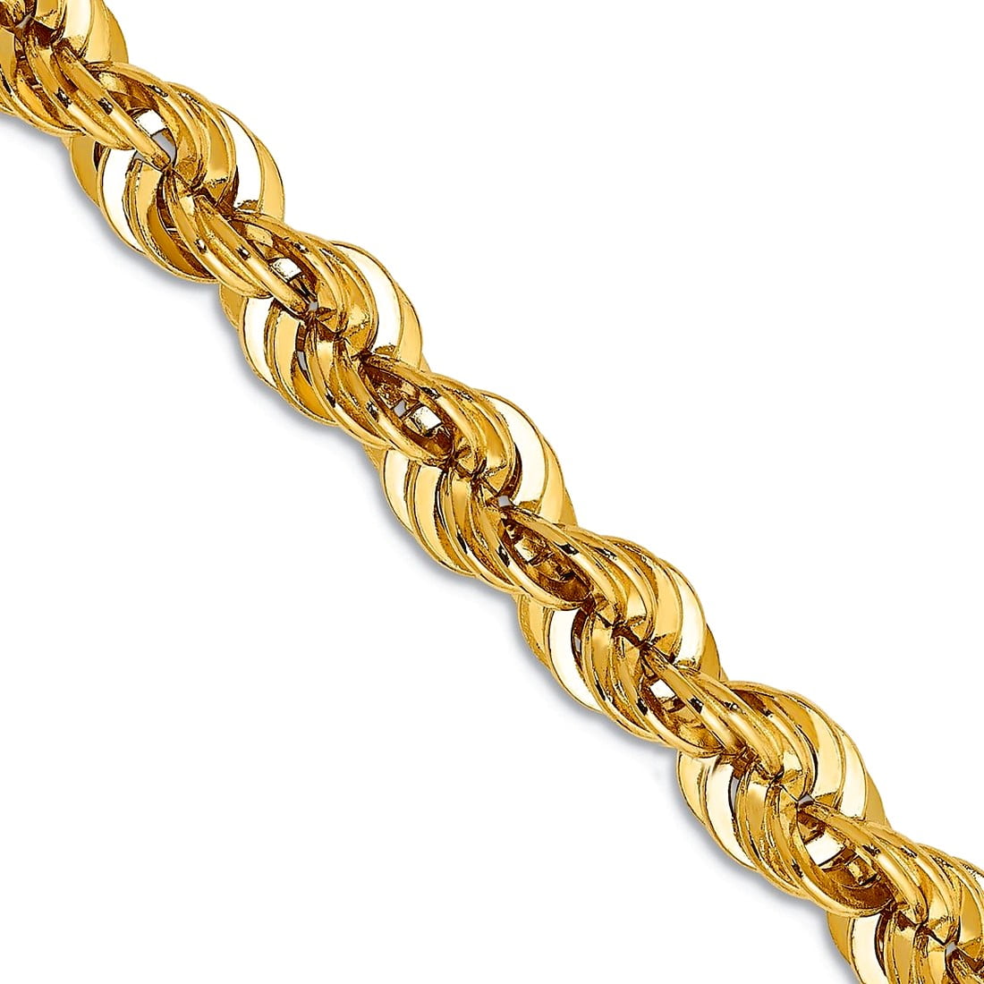 14k Solid Yellow Gold 6mm Regular Rope Chain Necklace 26 Inch Chain ...