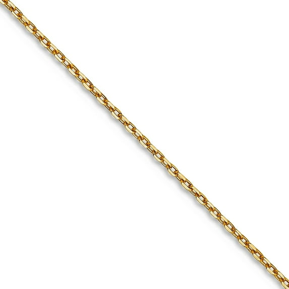 14k Solid Yellow Gold .8mm Sparkle-Cut Forzantine Cable Chain Necklace 18 Inch Chain Necklace for Women and Men