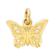 Golden Fire Solid 14k Gold Butterfly Charm for Bracelet, Dainty Good Luck Jewelry