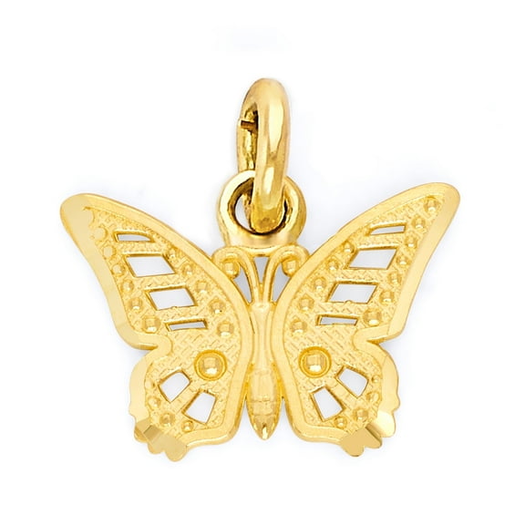 Golden Fire Solid 14k Gold Butterfly Charm for Bracelet, Dainty Good Luck Jewelry for Her