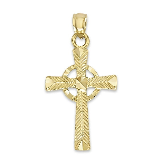 Golen Fire Solid 14k Gold Celtic Cross Pendant - Crucifix Jewelry Gifts for Men and Women