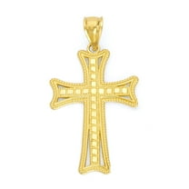 Golden Fire Solid 14k Gold Cross Pendant - Christian Jewelry, Baptism Gift for Men and Women