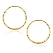 14k Solid Gold Endless Hoop Earrings Sizes 10mm - 20mm & 3-Pair Set, 14k Gold Thin Hoop Earrings, Cartilage Earrings, Helix Earring, Nose Hoop, Tragus Earring, 100% Real 14k Gold, Next Level Jewelry