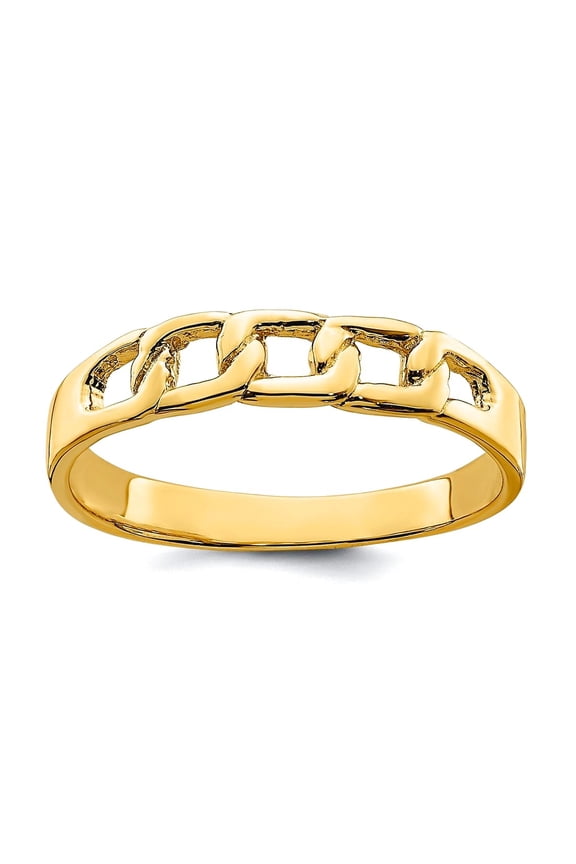 14k Solid Gold Link Band Ring High Polish Size 7 Ring for Women and Men - 1.7 Grams