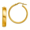 thumbnail image 1 of 14k Solid Yellow Gold Medium X5mm Satin Hoop Earrings 24.5x24.5mm Wide 5mm Thick Hoop Earring for Women, 1 of 2
