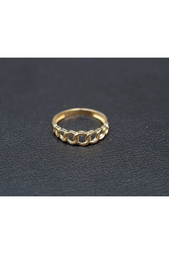 14k Solid Gold Miami Cuban Ring, 14k Solid Gold Women Dainty Ring, Unique Design Cuban Ring, Gold Statement Ring, Gift, Minimalist Gold Ring (Ring size:6 1/2;)