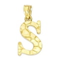 thumbnail image 1 of 14k Solid Gold Nugget Initial Pendant, Personalized Letter Jewelry, Gifts for Her Letter S, 1 of 2