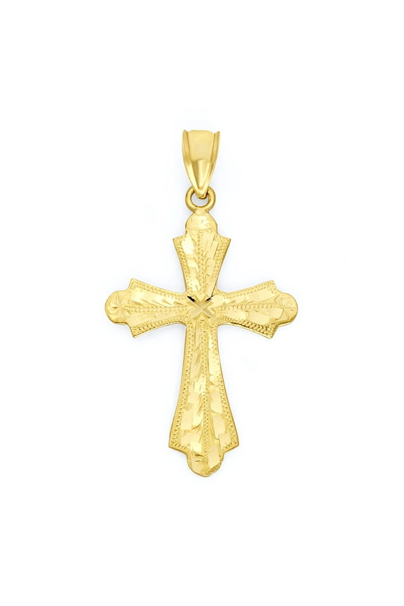 14k Solid Gold Pointed Cross Pendant for Necklace, Christian Jewelry, Baptism Gift for Him or Her