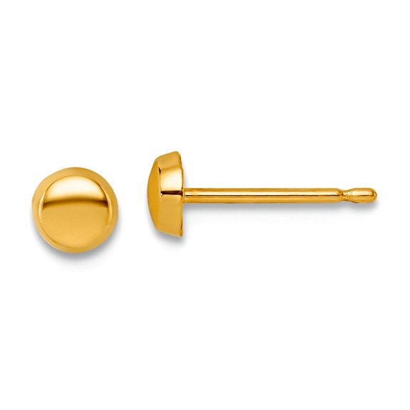 14k Solid Yellow Gold Polished 4mm Button Post Earrings 4.05x4.05mm Wide Stud Earring for Women