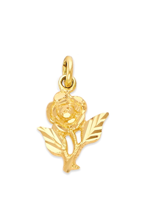 14k Solid Gold Rose Charm for Bracelet, Flower Jewelry for Her, Gift for Mom