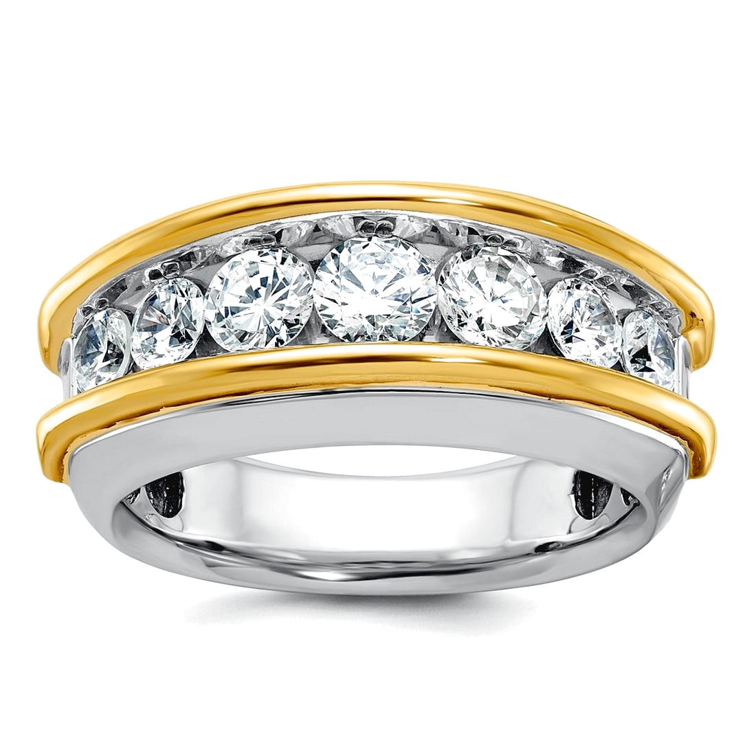 14k Solid Gold Two Tone 2 Ct Lab Grown Diamond SI+ G+ Mens Ring Size 10 ...