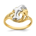 thumbnail image 1 of 14k Solid Gold Two-tone Polished Dolphin Wave Ring Size 6 Ring for Women - 2.8 Grams, 1 of 2