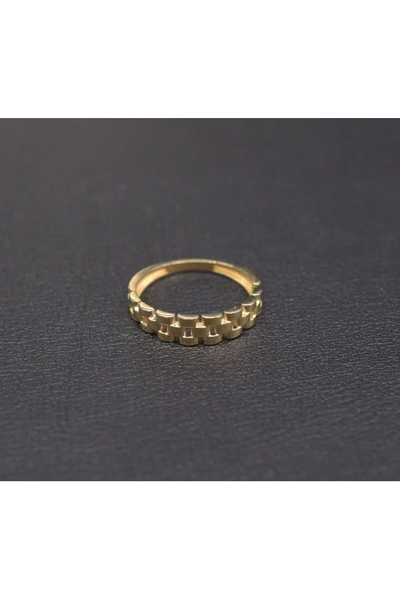 14k Solid Gold Watchband Ring, 14k Solid Gold Women Dainty Ring, Unique Design Band Ring, Gold Statement Ring, Gift, Minimalist Gold Ring (Ring size:8 1/2;)