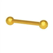 JewelStop 14k Solid Gold Yellow Barbell Ball Eyebrow Ring Body Jewelry, 16 Gauge