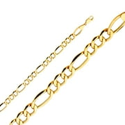 TRUST JEWELRY 14k Solid Italian Yellow Gold Figaro Link Chain Necklace 4.4mm