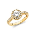 thumbnail image 1 of 14k Solid Italian Yellow Gold Round Halo CZ Wedding Ring, 1 of 2