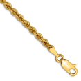 thumbnail image 1 of 14k Solid Yellow Gold Lobster Claw Closure 2.75mm Handmade Regular Rope Chain Bracelet 8 Inch Link Bracelet for Women an, 1 of 2