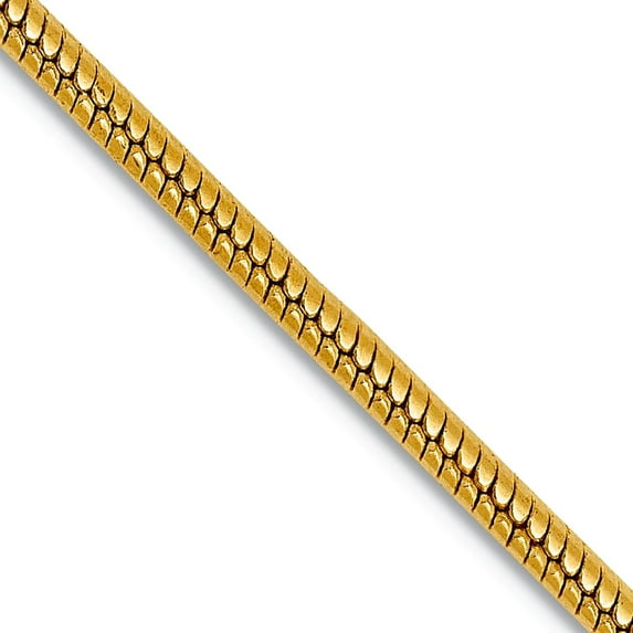 14k Solid Yellow Gold Polished 2.2mm Round Snake Chain Necklace 24 Inch Lobster Claw Chain Necklace for Women and Men