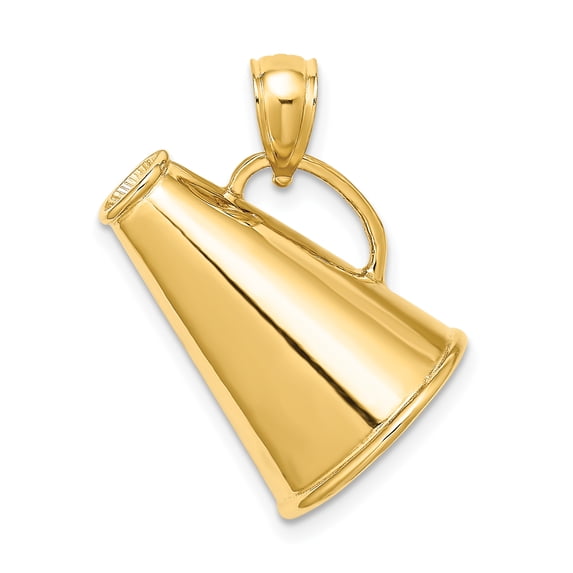 14k Solid Polished 3-D Large Megaphone Charm C2631