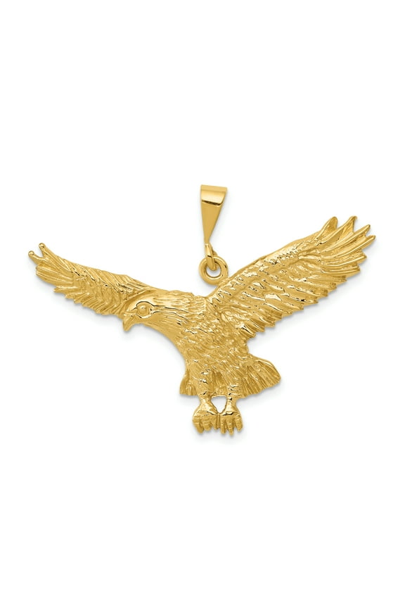14k Solid Polished Eagle Pendant