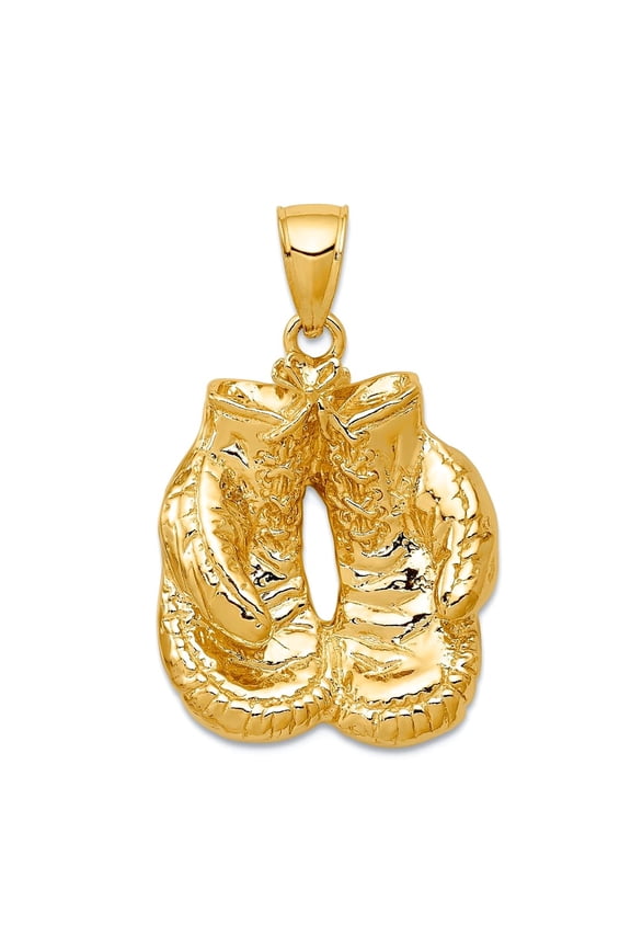 14k Yellow Gold Solid Polished Boxing Gloves Pendant Necklace 31.1x19.6mm Pendant for Women