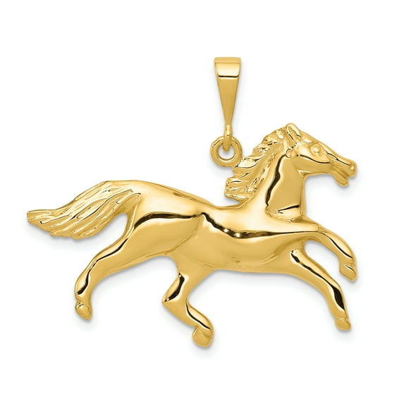 14k Solid Polished Open-Backed Horse Pendant C2404
