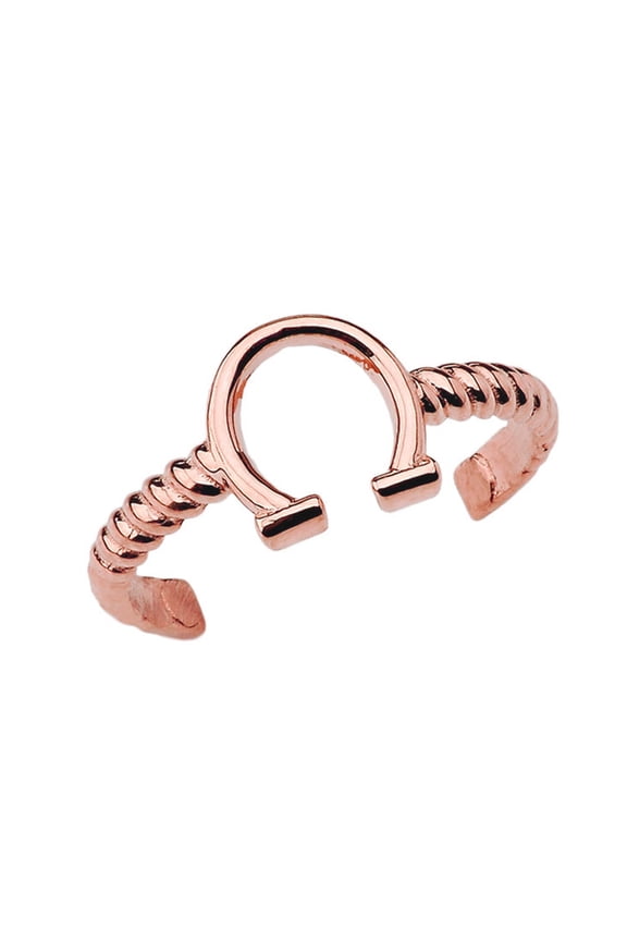 14k Solid Rose Gold Horseshoe Rope Toe Ring