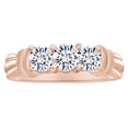 thumbnail image 1 of AFFY 14k Solid Rose Gold Round Cut White Natural Diamond 3 Stone Engagement Wedding Ring (1 cttw)-8.5, 1 of 1