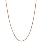 RITASTEPHENS 14k Solid Rose Pink Gold Singapore Chain Necklace 18 inches