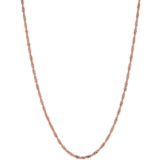14k Solid Rose Pink Gold Singapore Chain Necklace 18 inches