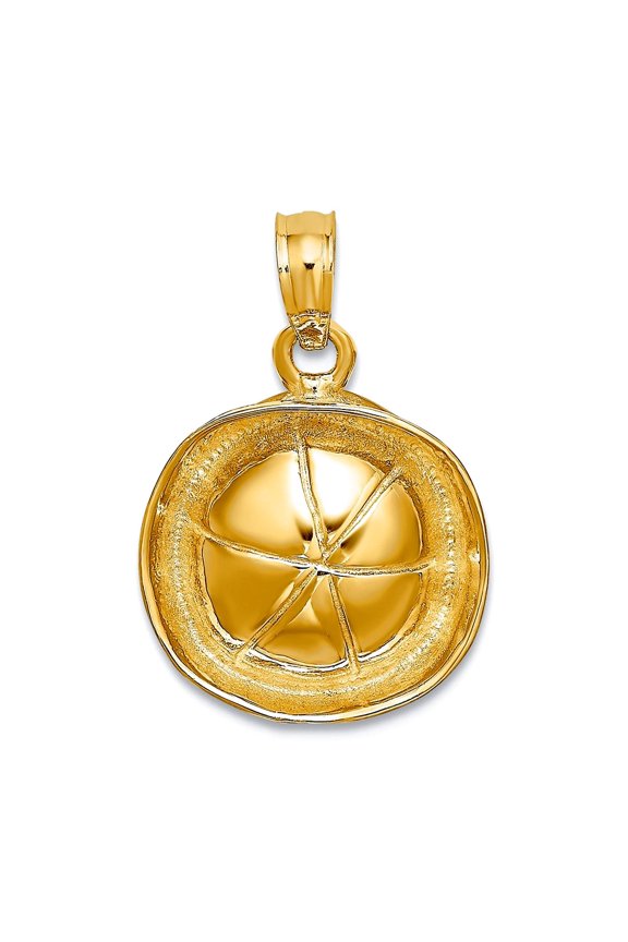 14k Solid Yellow Gold Textured Polished Sailor Hat Pendant Necklace 18.04x13.66mm Wide 4.81mm Thick Pendant for Women