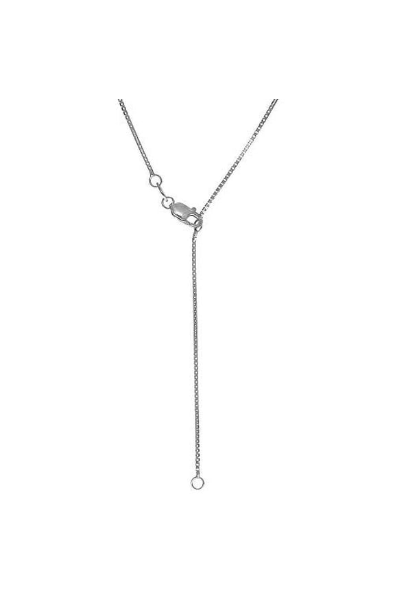 JewelStop 14k Solid White Gold 0.8mm Box Chain With Extendable & Adjustable, Lobster Clasp-20 inches, 2.3gr.