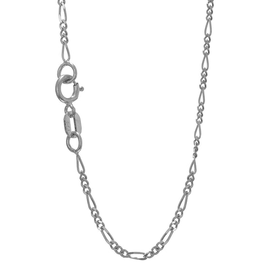 14k Solid White Gold 1.9 Mm Figaro Chain Necklace 16" Spring Ring