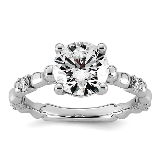 14k Solid White Gold 2 1/6ct Cert Round Center Lab Grown Diamond VS+ F+ ...