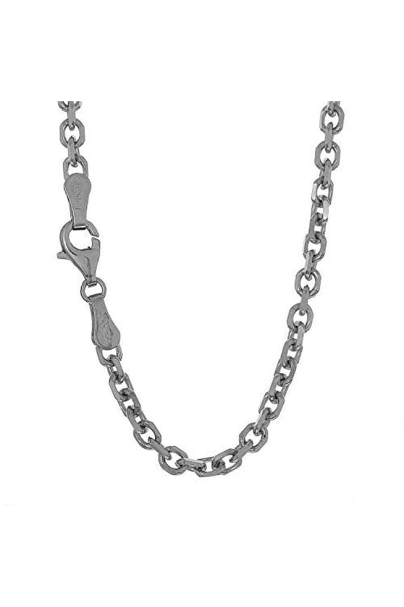 JewelStop 14k Solid White Gold 2.3 mm Cable Chain Necklace, Lobster Claw Clasp-18 Inches, 4.8gr.