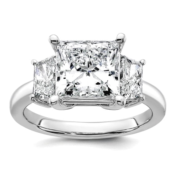 14k Solid White Gold 4ct Cert Lab Grown Diamond VS+ F+ Princess and ...
