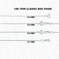thumbnail image 1 of 14k Solid White Gold Box Chain Necklace, 16" 18" 20" 24" Inch, 0.4mm 0.5mm 0.6mm, 1 of 3