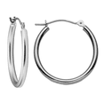 thumbnail image 1 of 14k Solid White Gold Hoop Earrings For Women, 2-mm, Hypoallergenic, Round Click-Top Closure - White Gold Hoop Earrings 14k Real Gold, 1 of 6
