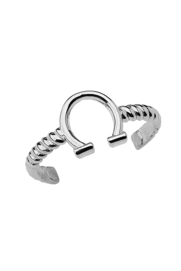 14k Solid White Gold Horseshoe Rope Toe Ring