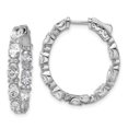 thumbnail image 1 of 14k Solid White Gold Oval and Round VS Def Diamond Inside Outside Hoop Earrings-Hoop Earring for Women, 1 of 2