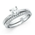thumbnail image 1 of 14k Solid White Italian Gold 1.0 ct CZ Half Eternity Wedding Ring Set, 1 of 2