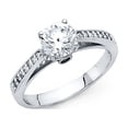 thumbnail image 1 of 14k Solid White Italian Gold 1.25 ct CZ Promise Round Wedding Ring, 1 of 2