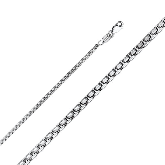 14k Solid White Italian Gold Box Chain High Polish Necklace Cadena 1.8mm